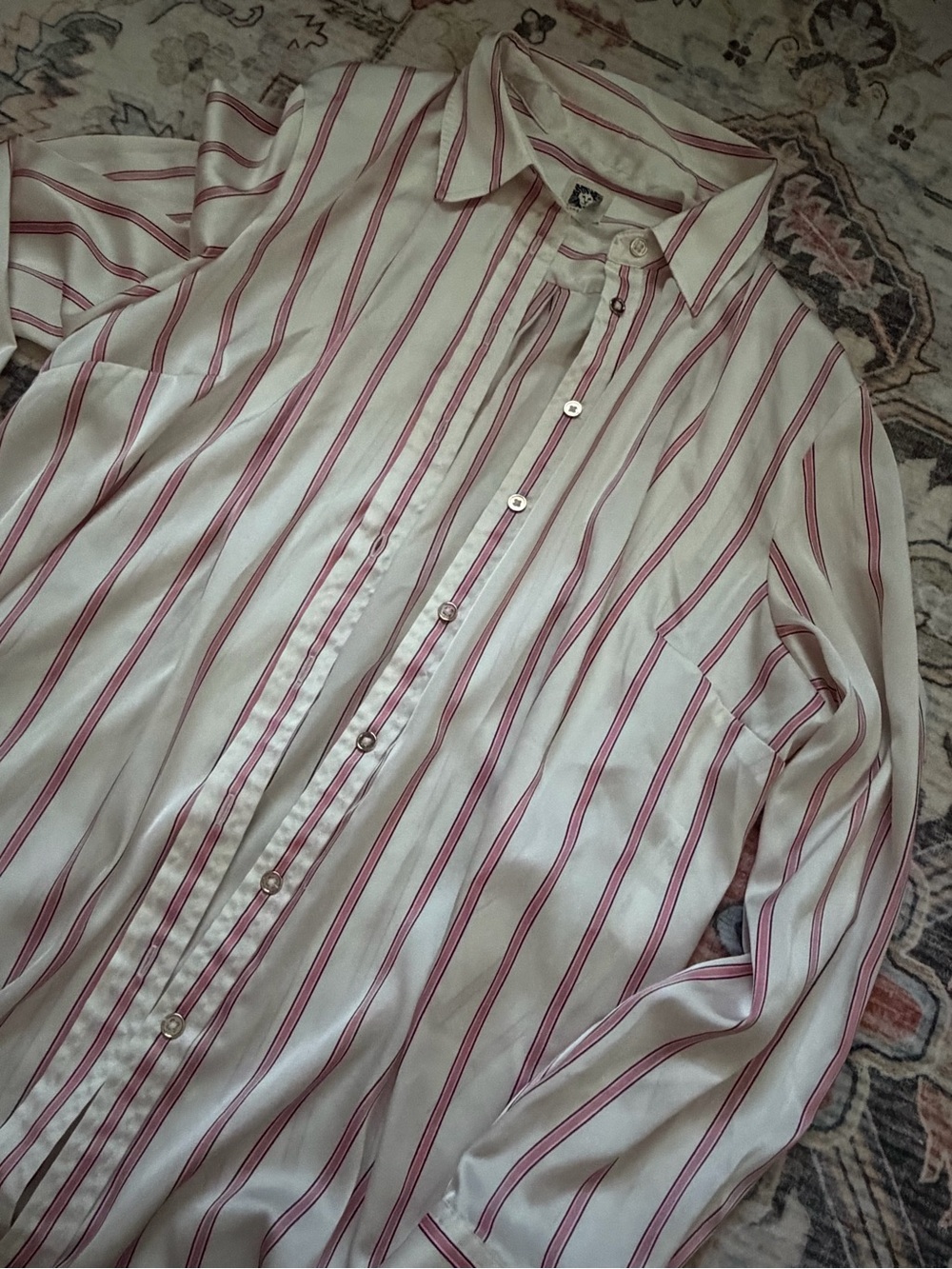 Anne Klein White Shirt with Pink Stripes
